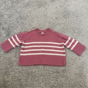 GAP Toddler 24/7 Split-Hem Stripe Pink Sweater